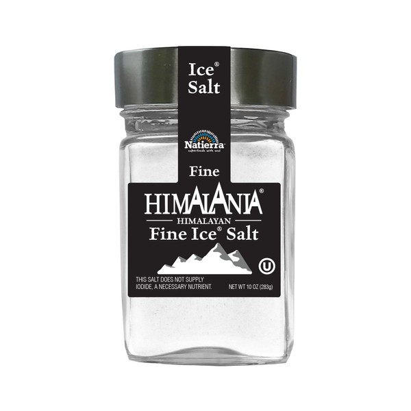 NATIERRA Himalania Himalayan Fine Ice Salt in Glass Jar | Unrefined & Non-GMO | 10 Ounce