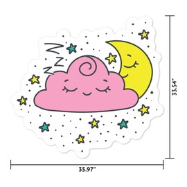 MightySkins Sleepy Cloud and Moon Peel and Stick Art Removable Cute Stylish Funny Cartoon Dorm Room Decor Vinyl Wall Decals Sticker, 36" On Its Longest Side
