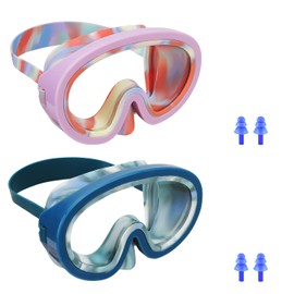Swimming Goggles for Kids Diving Swim mask Glasses Snorkeling for Children Aged 3-8 Snorkel Dive mask 2 Pack Purple+Blue