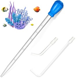 KABASI Coral Feeder Fish Feeder Waste Clean Tool, 50ml Manual Acrylic Pipette Suction Dropper with 2PCS Extension Pipes for Fish Tank Cleaning, Water Changer Waste Remover for Aquarium