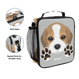 Dog Pattern Lunch Box Beagle Puppy & Dog Paw Insulated Lunch Bag Cute Animals Pet Print Reusable Cooler Meal Prep Bags Lunch Tote with Shoulder Strap for School Office Adult