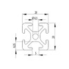 Aluminium frame, 20 mm x 20 mm, I-type nut, 5,