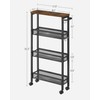 VASAGLE Slim Rolling Cart, 4-Tier Narrow Storage Cart with Handle,