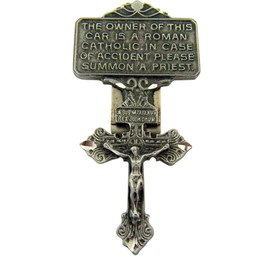 WJH Pewter Pardon Cross Crucifix Visor Clip, 2 7/8 Inch