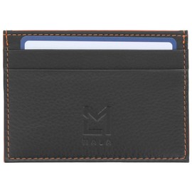 Mala Hudson Collection Slim Leather RFID Blocking Card Holder 667_66, Brown/Orange