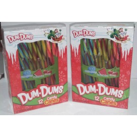Dum Dums Christmas Holiday Candy Canes Blue Raspberry Cherry Watermelon 24 ct