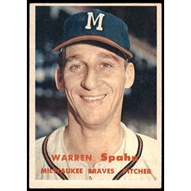 1957 Topps # 90 Warren Spahn Milwaukee Braves (Baseball Card) EX Braves