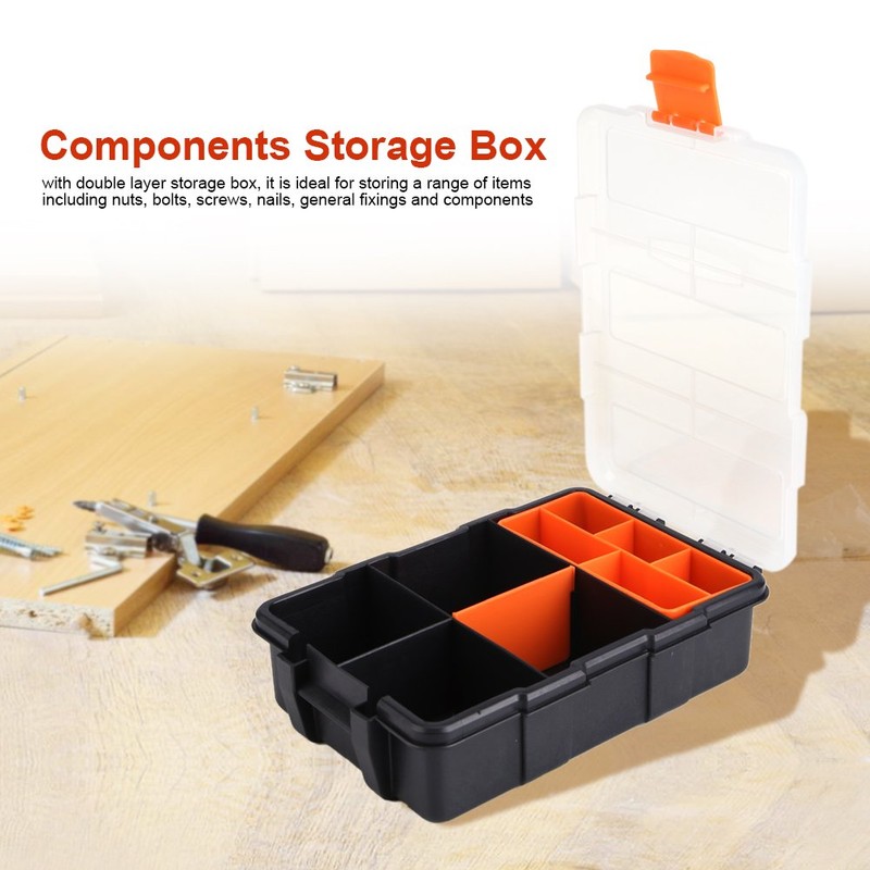 Plastic High Performance Tool Storage Box Organiser 11 Slots Dual