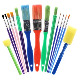 15 Pcs Paint Brushes Set for Watercolor, Oil, Acrylic, Crafts, Rock, Face Painting, Kid Starter Kit Craft Paint Brushes for Kids