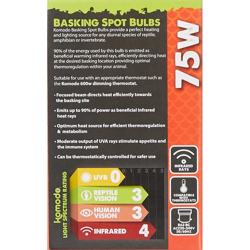 Komodo 75 Watt Basking Spot Bulb, color may vary