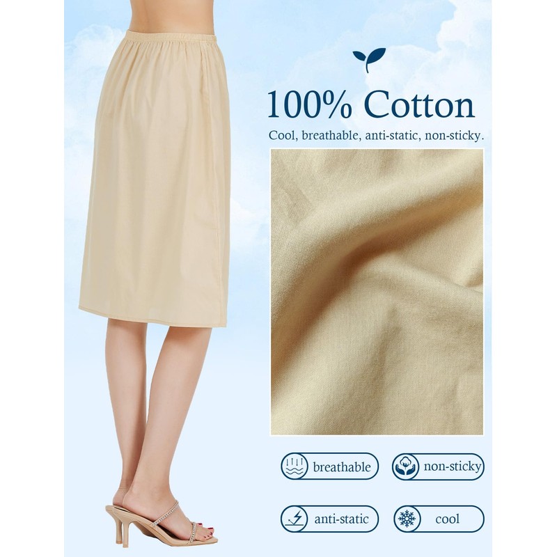 BEAUTELICATE Womens Half Slip 100% Cotton Vintage Underskirt