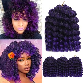 Wand Curl Crochet Braids Hair 8 Inch Jamaican Wand Curl Ombre Crochet Hair Jamaican Bounce Crochet Hair Colored Crochet Braids Ringlet Twist Hair Extension Crochet Hair(5PCS,Tpurple)