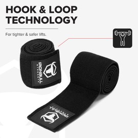 Elbow Wraps for Weightlifting (1 Pair) - 50" Elastic Elbow Braces for Weight Lifting - Elbow Support for Bench Press, Powerlifting, Fitness, & Gym Workout - Gym Elbow Straps Weightlifting (Black)