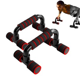 Push Up Bars Fitness Parallettes for Strength Training, 22 cm x 14 cm x 12 cm, Black/Red