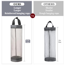 Soporte para bolsas de plástico, soporte de malla para bolsas de comestibles, dispensador de bolsas de almacenamiento (gris, 2 paquetes)