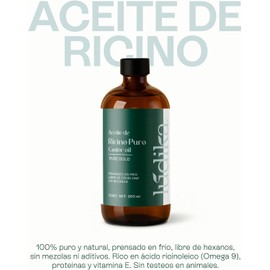 Aceite de Ricino Puro 250 ml Nutre e Hidrata para Cabello Pestañas Cejas Barba Uñas Prensado en Frío Sin Hexanos