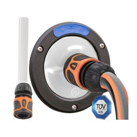 valuents Water Tank Cap 3 Pins 78mm Diameter - White - Motorhome with Hose for Water Filler Pipe +Plus: Water Hose Adapter