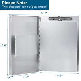 ZCZN Aluminum Clipboard with Storage and Clip Recycled, 2 Pack Clipboard Folders, Sturdy Letter Size Recycle Metal Form Holder for Business Office Medical Professionals, Letter Size (Silver)