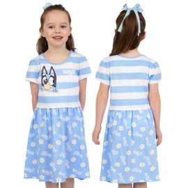 Bluey Dress 2 Pack, Girls Dresses, Short Sleeve Dresses for Girls Pack of 2, Cotton Dress for Summer Multicolor 5