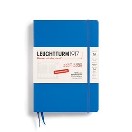 LEUCHTTURM1917 370637 Academic Weekly Planner 2025, Medium A5 Hardcover - 18 Month Calendar, 80 g, Lined - Sky
