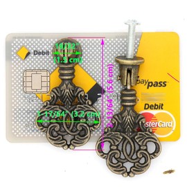 LXZ 4 PCs Vintage Pendant Pull Handles - Antique Brass Drop Pulls for Cabinet Dresser Wardrobe - Height 2-13/64" (56 mm), Pendant Width 1-17/64" (3.2 cm)