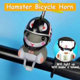 wonuu Duck Bike Bell with Light and Helmet Cute Hamster Bicycle Horn, Dashboard Decoration Hamster Motorcycle Bike Bells Rubber Duck Car Dashboard Decorations