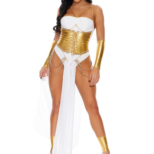 Forplay Women's Feeling Godly Sexy Goddess Costumes in Adult Size, White Gold, S-M, White Gold
