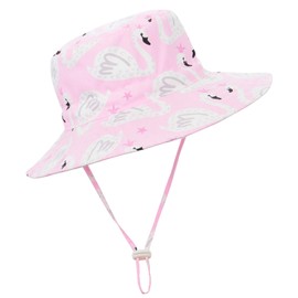 Baby Boy and Girl Sun Hat with UPF 50+ Summer Protection Stylish Bucket Hat for Kids Toddler Baby Hats Perfect for Beach Days Pink Swan 6-12 Months