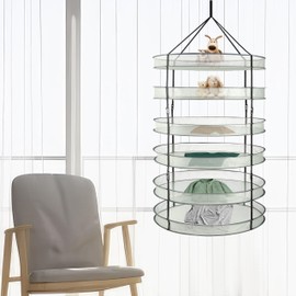 YSSOA 6 Layer 36'' Herb Drying Rack, Hanging Dry Mesh Folding Basket Dryer with Detachable Design & Hook for Plants, Herbs, Seeds and Buds in Grow Tent, Closet, Hydroponics, Garden Outdoor