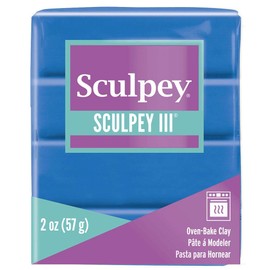 Sculpey III Polymer Oven-Bake Clay, Blue, Non Toxic, 2 oz. bar, Great for modeling, sculpting, holiday, DIY, mixed media and school projects.Perfect for kids & beginners!