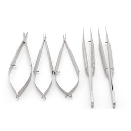 Surgical Practice Stainless Steel Precision Needle Set Micro Surgery Hand Holding Tool Pruning Blade Shears Tweezers Set of 5