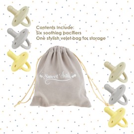 Sweet Child Pacifiers 0-18 Months, Set of 6 Ultra-Light Silicone Binkies with Collapsible Handle & 3 Air Holes for Added Safety, Best Newborn Pacifiers for Baby Boys Or Girls