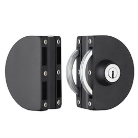 Qrity Stainless Steel Glass Door Lock with Key Open/Close for 10-12mm Office, Home, Bathroom - Black