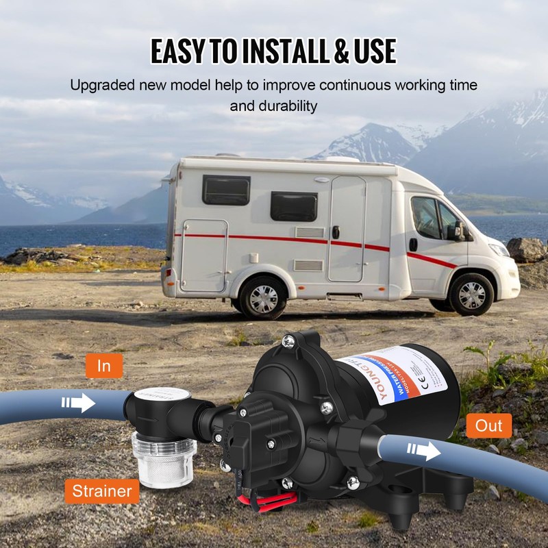 YOUNGTREE RV Fresh Water Pump 12V 3.5 GPM 45PSI On