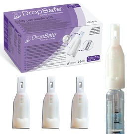 DropSafe Safety Pen Needles 31G x 6mm, 100ct Box, Sterile Needles with Locking System for Max Protection, Stable Sliding Shield for Gentle Touch & Easy Attachment, Compatible with Most Pen Injectors