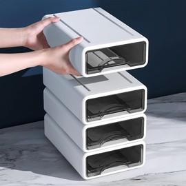 Expansemaster Desk Storage Box with 4 Drawers | Organize Desk Accessories Plastic Desktop Storage Box