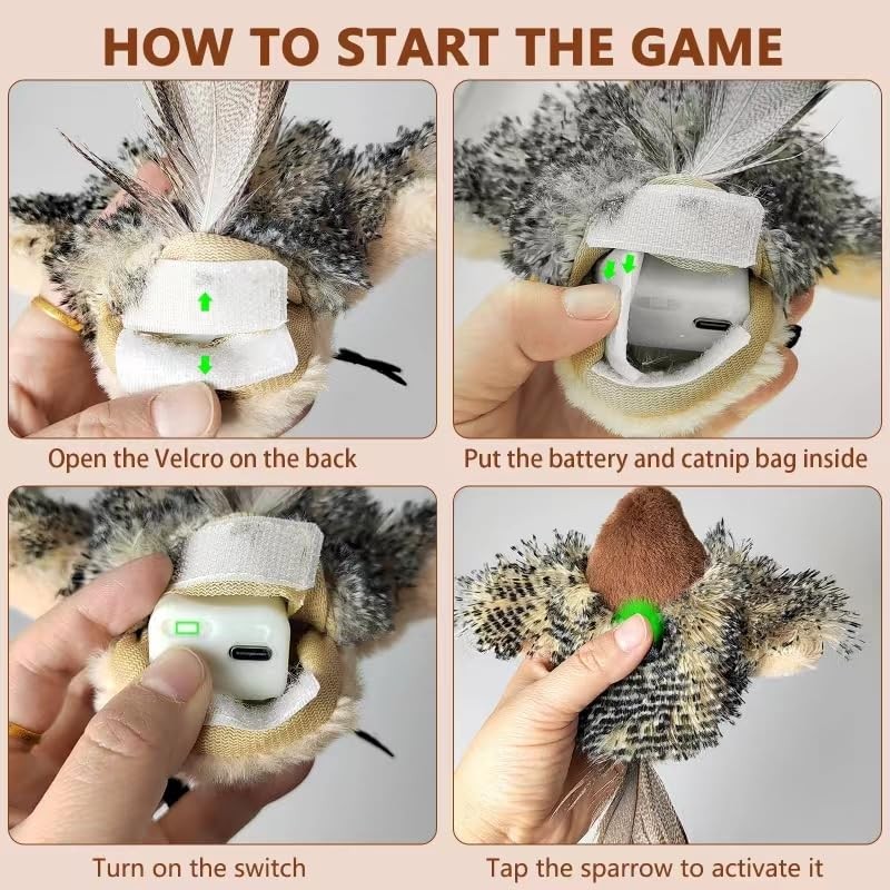 MeiXtrude Flying Bird Cat Toy, Flapping Wings Remote Control Interactive