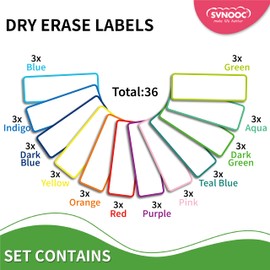 SVNOOC Reusable Dry Erase Labels for Organization, Storage Containers, Crafts, Jars, Pantry Labels (Pack of 36)