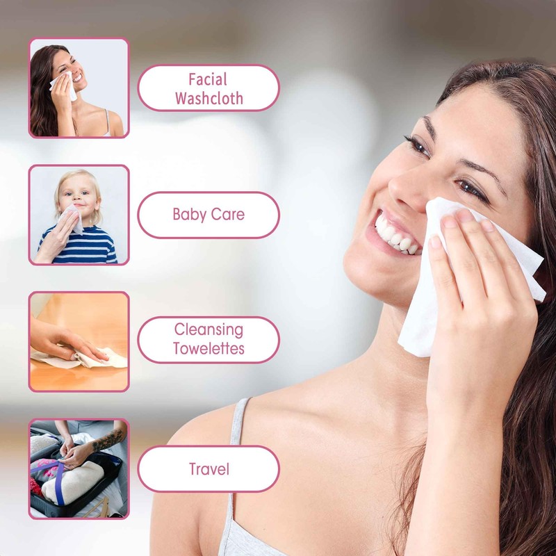 LAVDIK Disposable Face Towels, Extra Thick, 40 Count, Natural, Skin