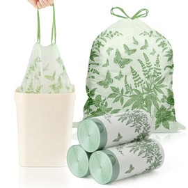 VOK 8 Gallon Trash Bags with Butterfly Printed & Sweet Wormwood Scent, Drawstring Medium Garbage Bags, Tear-Resistant & Fragrant Trash Can Liners, Trash Bags 8 Gallon for Home/Office, 75 Counts