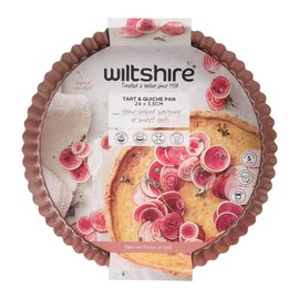 Wiltshire Rose Gold Quiche and Tart Pan, Round, Non-Stick, Removable Base, Tart Mould, Pastry, Dimensions: Ø24x4cm