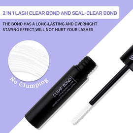 Lash Glue Bond and Seal for DIY: 1-Pcs, Wendy, 2 in 1, Strong & Flexible Hold, 5ml Clear Bond, 5ml Clear Seal, Purple Pack