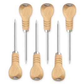 Yzurbu 6pcs Ice Pick for Breaking Ice, Stainless Steel Ice Pick Tool with Safety Wooden Handle for Kitchen