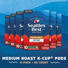 Seattle's Best Coffee Portside Blend Medium Roast K-Cup Pods | 6 Boxes of 10 (60 Pods Total)