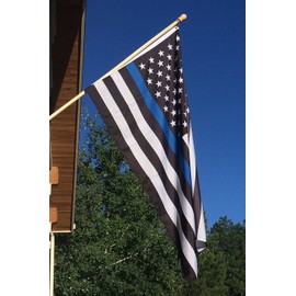 MWS USA Police Thin Blue Line Law Enforcement Flag 3'x5' House Banner Grommets Double Stitched Fade Resistant Premium Quality