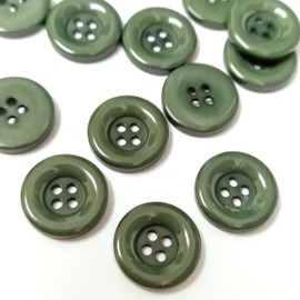 MajorCrafts® 48pcs 15mm Thick Edge 4 Holes Round Resin Sewing Buttons Arts and Crafts Embellishments (Olive Green)