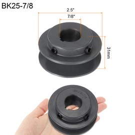 sourcing map BK25-7/8 V-Belt Sheave 7/8"Bore 2.5"OD Single Groove Web Sheave Bored-to-Size Sheave, Cast Iron, Belt Section for 3L or B Belt