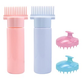 Haaröl Applikator Flasche Kopfmassage Bürste 4er-Set,NAJILI Haarpflege Applikator mit Silikon (100ml), Haarfärbepinsel, Wurzelkamm Öl Haare Ölbehandlung Set
