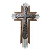 Rustic Western Faux Wood Blessed Faith Love Hope Family Grace Layered Wall Cross