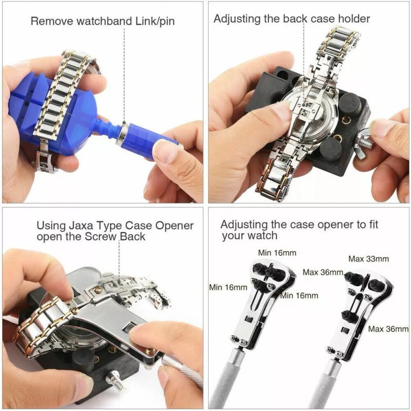 WatchToolsCo Watch Repair Kit Link Removal Tool Band Adjustment Battery
